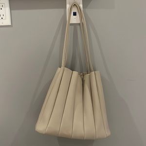 Scalloped Beige Shoulder Bag